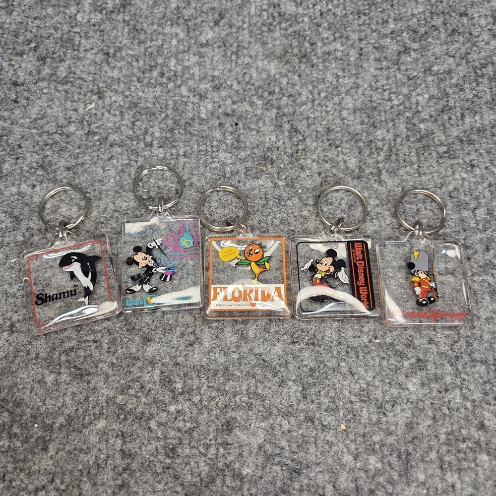 5 Vintage RARE Walt‎ Disney World Florida Orange Bird Mickey Keychain Souvenir